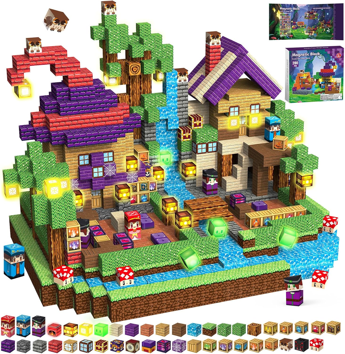 Imagen de Gryxpox 200 Pièces Construction Magnétique Rose – Château de Princesse, Jeu Éducatif en OfertitasTOP