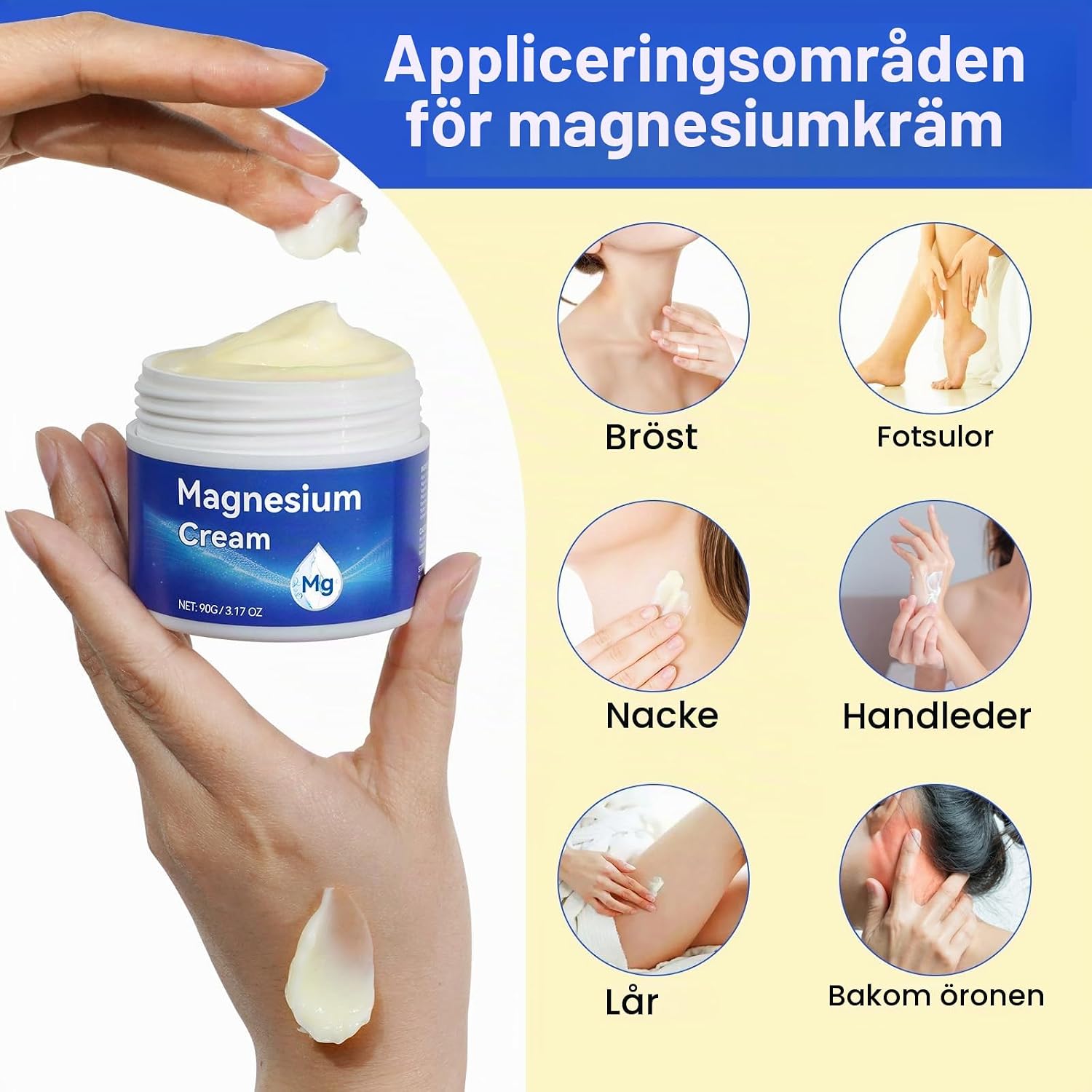 Detalle de FUBAOLIN magnesiumkräm med magnesiumklorid, lavendel och återfuktande oljor