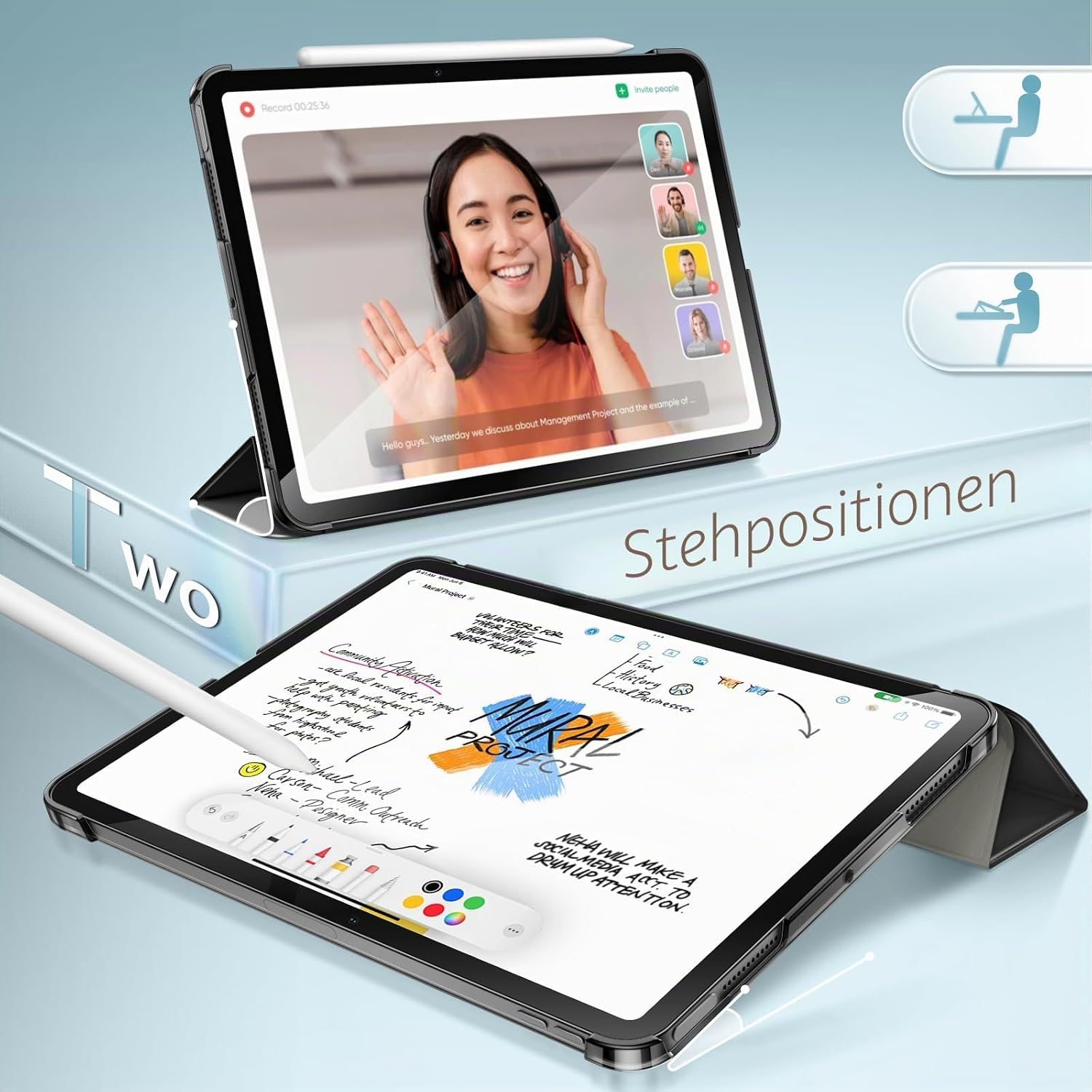 Thumbnail 4 de JETech Hülle für iPad Air 11 Zoll M3/M2 Schwarz