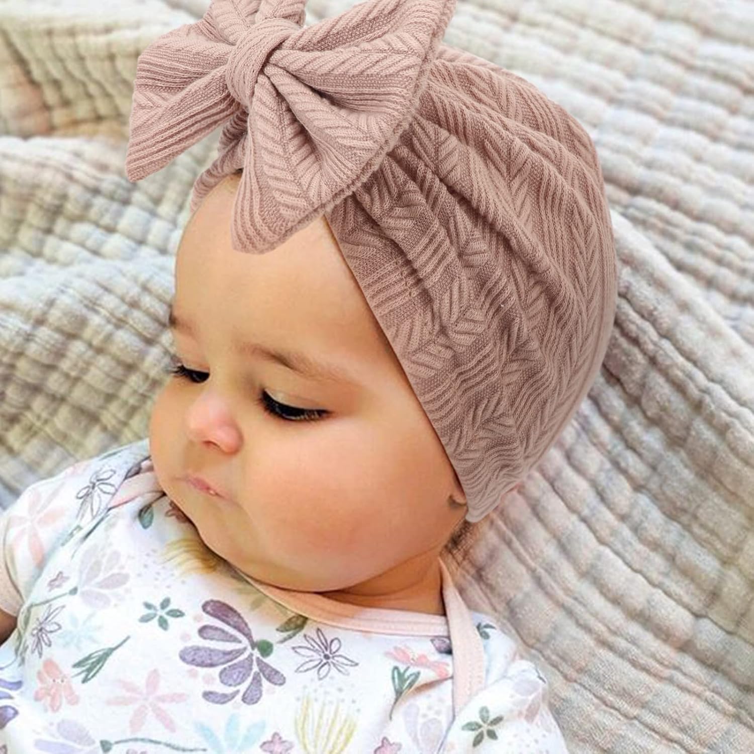 Thumbnail 5 de DRESHOW 5-pack baby turban hats with bun knot & bow (95% polyester, 5% spandex)