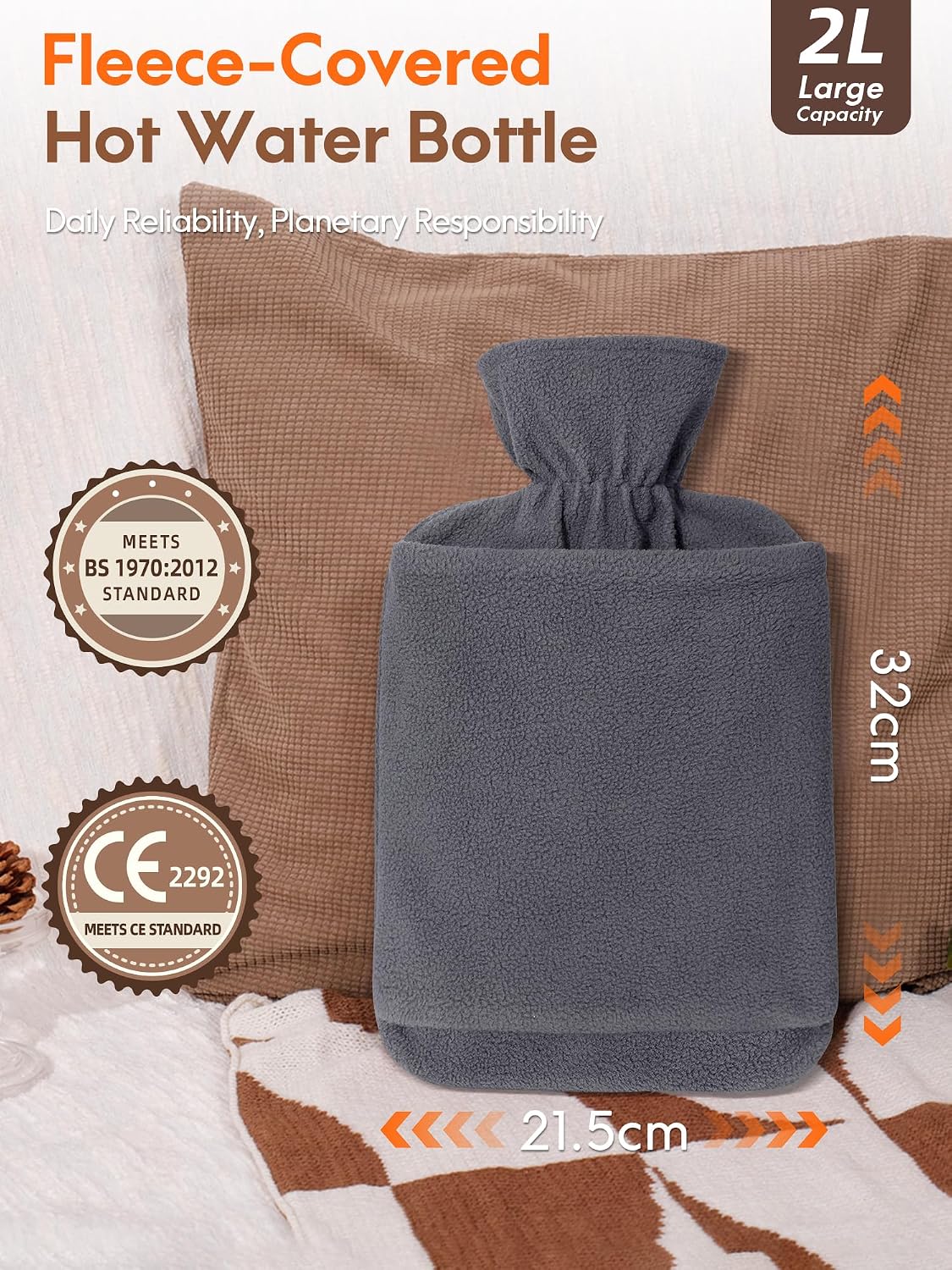 Detalle 2 de MUPAS Hot Water Bottle 2L fleece hand pocket