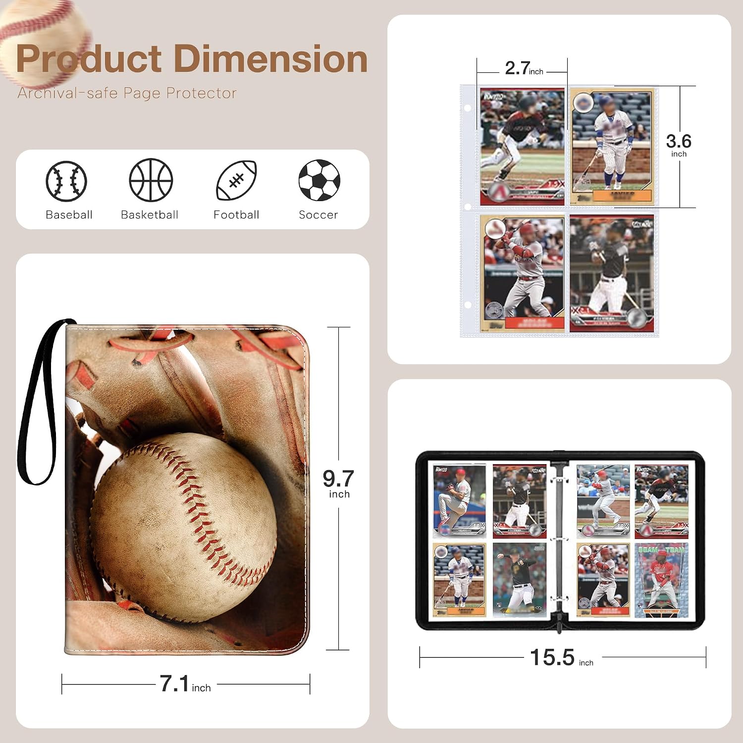 Detalle 2 de Lalasu Baseball Card Binder, 440-Pocket