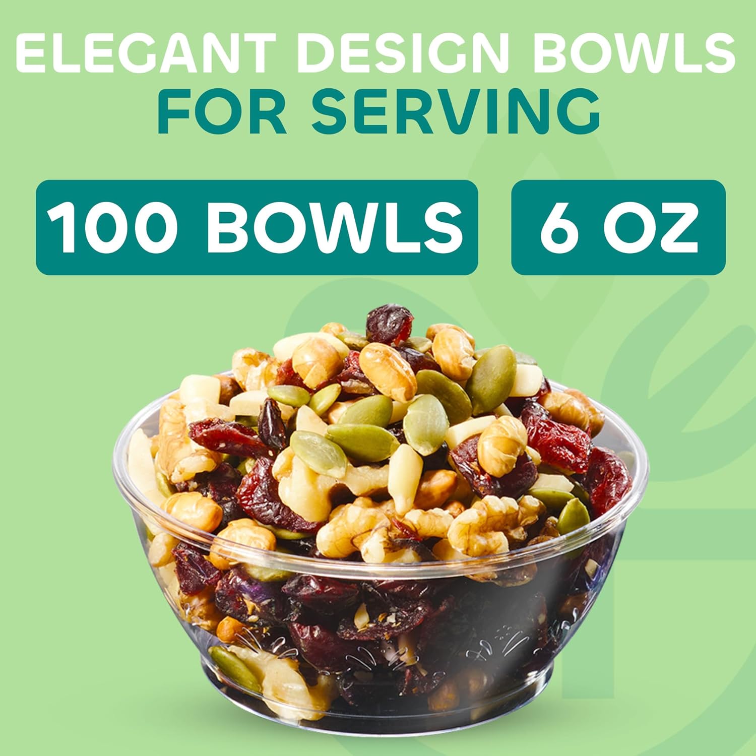 Detalle de JoyServe Clear Mini Plastic Bowls (Bulk 100 Pack) — 6 oz Disposable Dessert & Serving Bowls