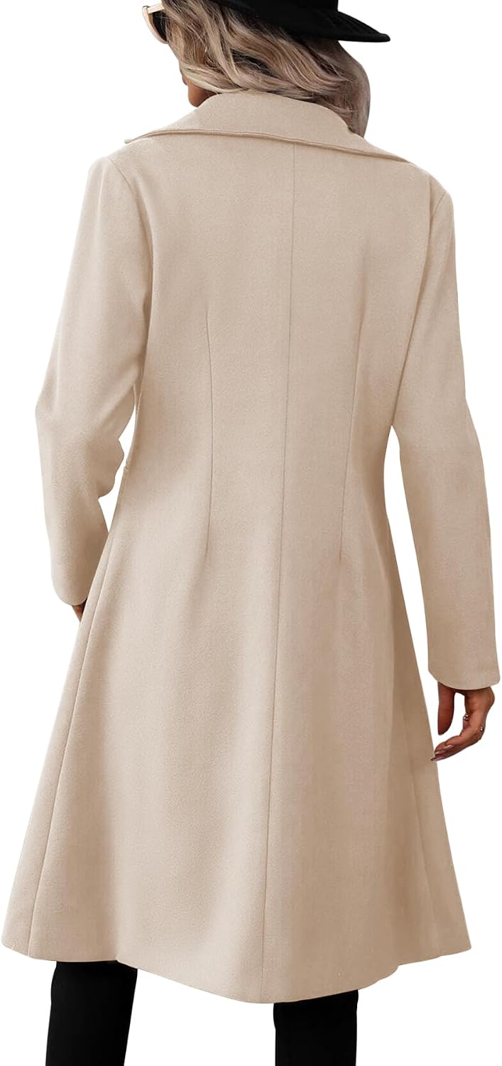 Detalle 2 de Danedvi Womens Long Double-Breasted Pea Coat