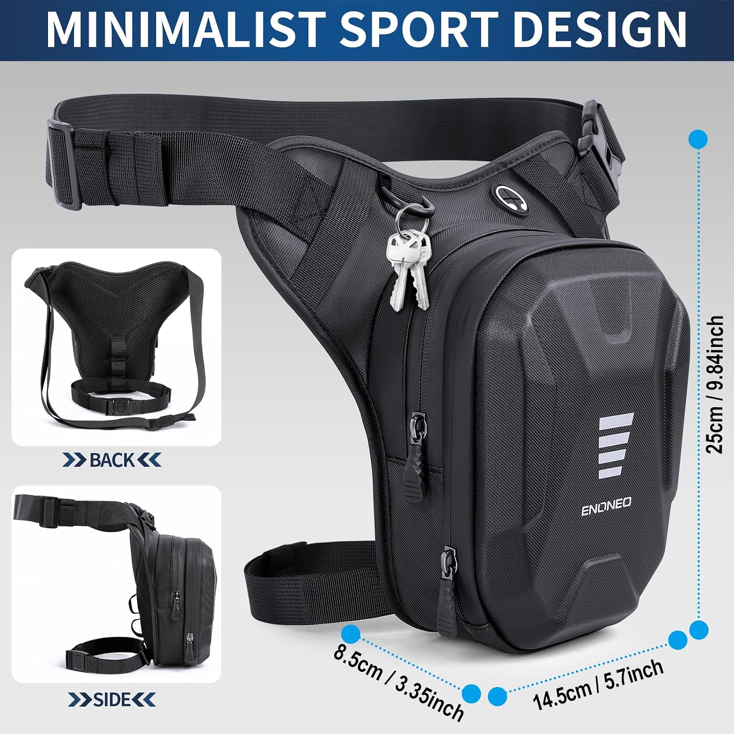 Detalle 2 de ENONEO Bolsa de Pierna Moto Táctica Impermeable 🏍