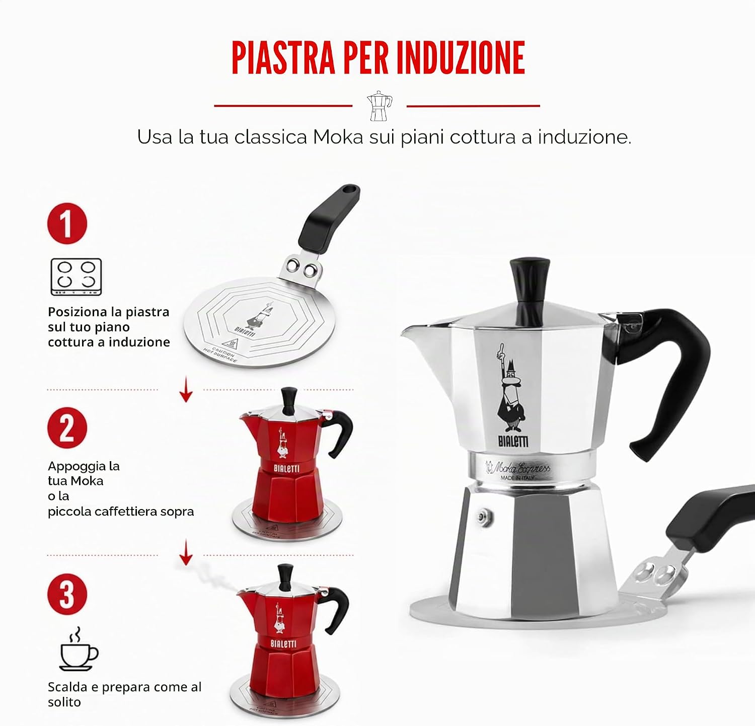 Thumbnail 1 de Bialetti Piattello A Induzione 13 Cm, Argento: Adattatore in acciaio per uso su piani a induzione