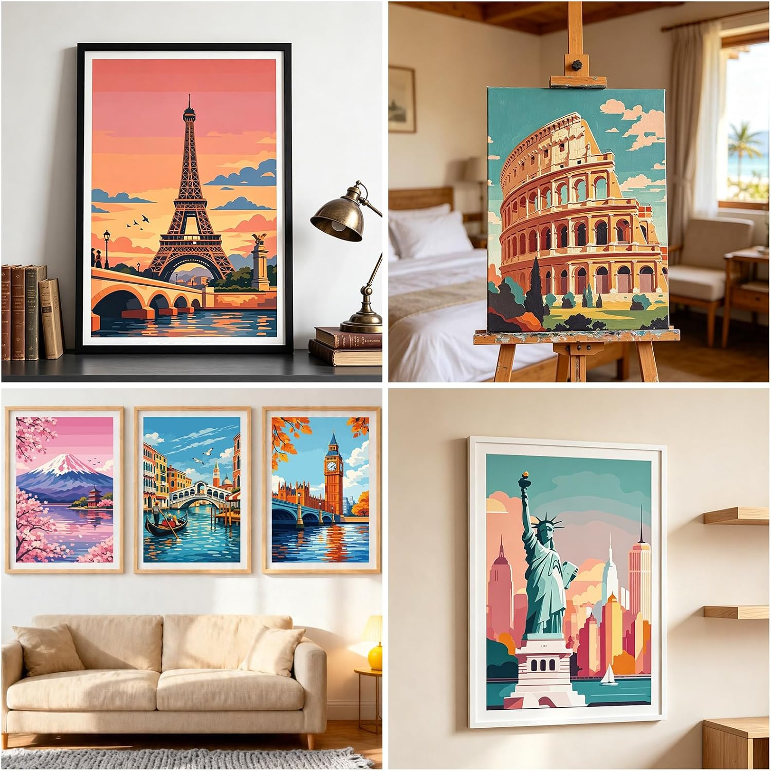 Thumbnail 1 de Kaieteur 6 Pack Painting by Number Kits for Adults – 20x30cm Canvas, 6 Pack with 9 Brushes and 30 Acrylic Paints