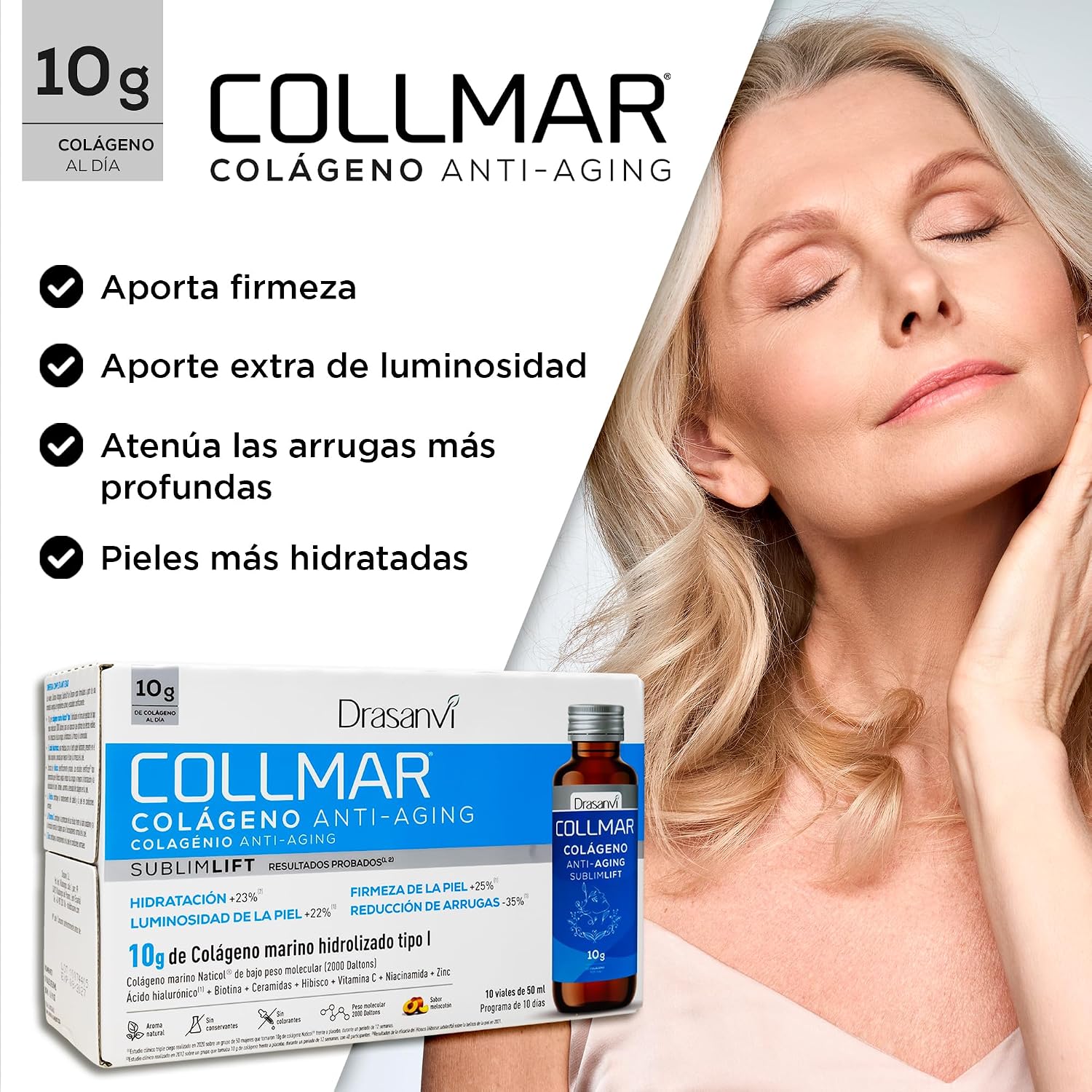 Detalle 2 de Colágeno Marino DRASANVI Shot 10g Melocotón para piel firme
