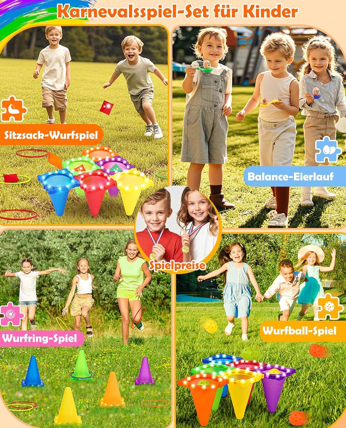 Thumbnail 3 de Eocolz Light Up Pylonen Kinder Outdoor Spiele LED-Kegel & Ringwurf-Set (6-in-1)