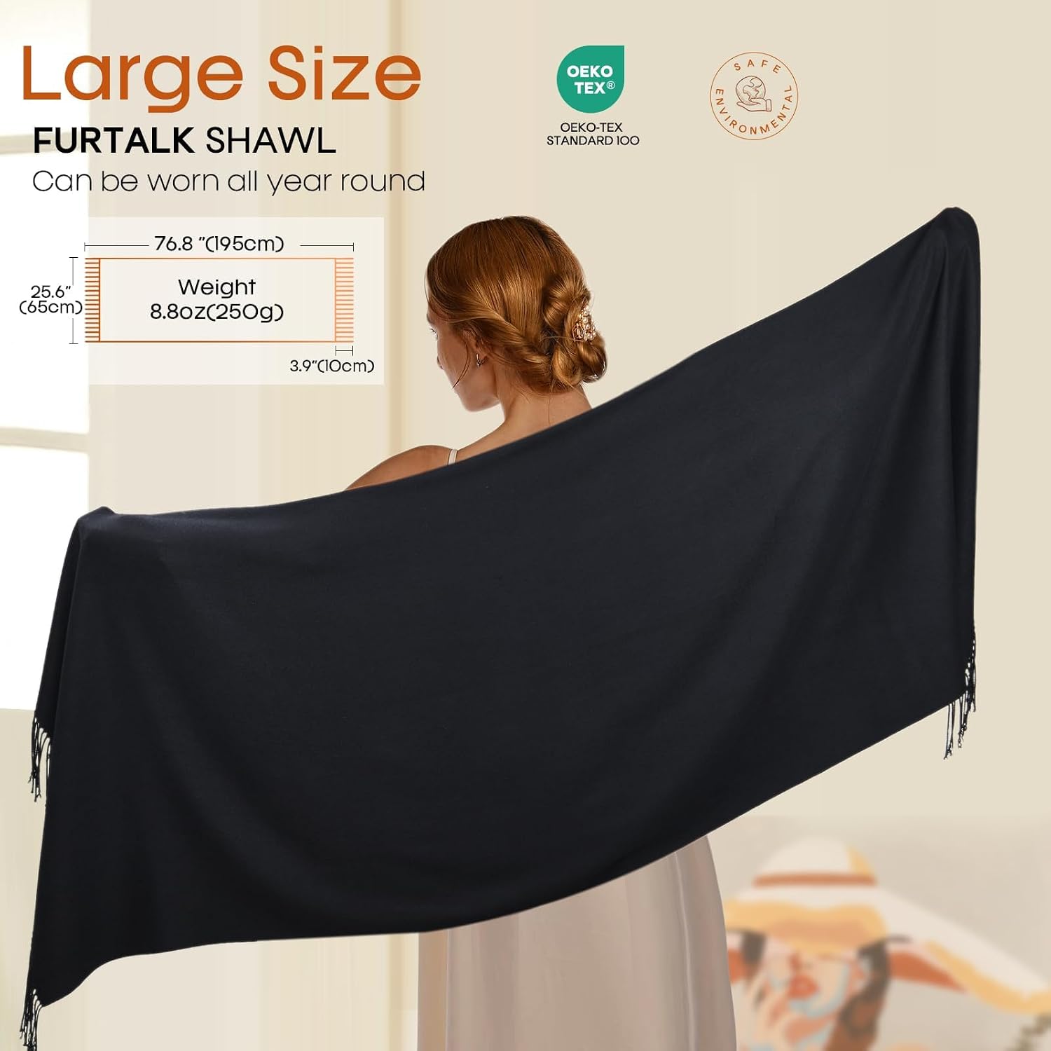 Detalle de FURTALK Shawl Wrap, 25.6 x 76.8 Inches