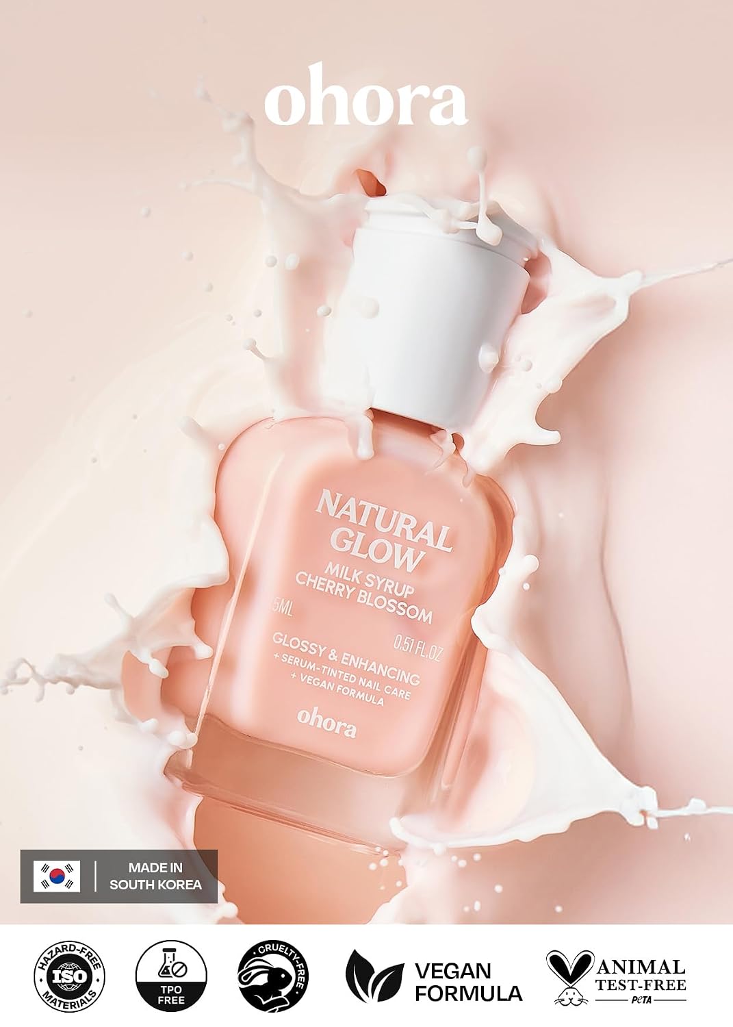 Thumbnail 4 de ohora Natural Glow Milk Syrup Nail Strengthener, Cherry Blossom, 15 mL