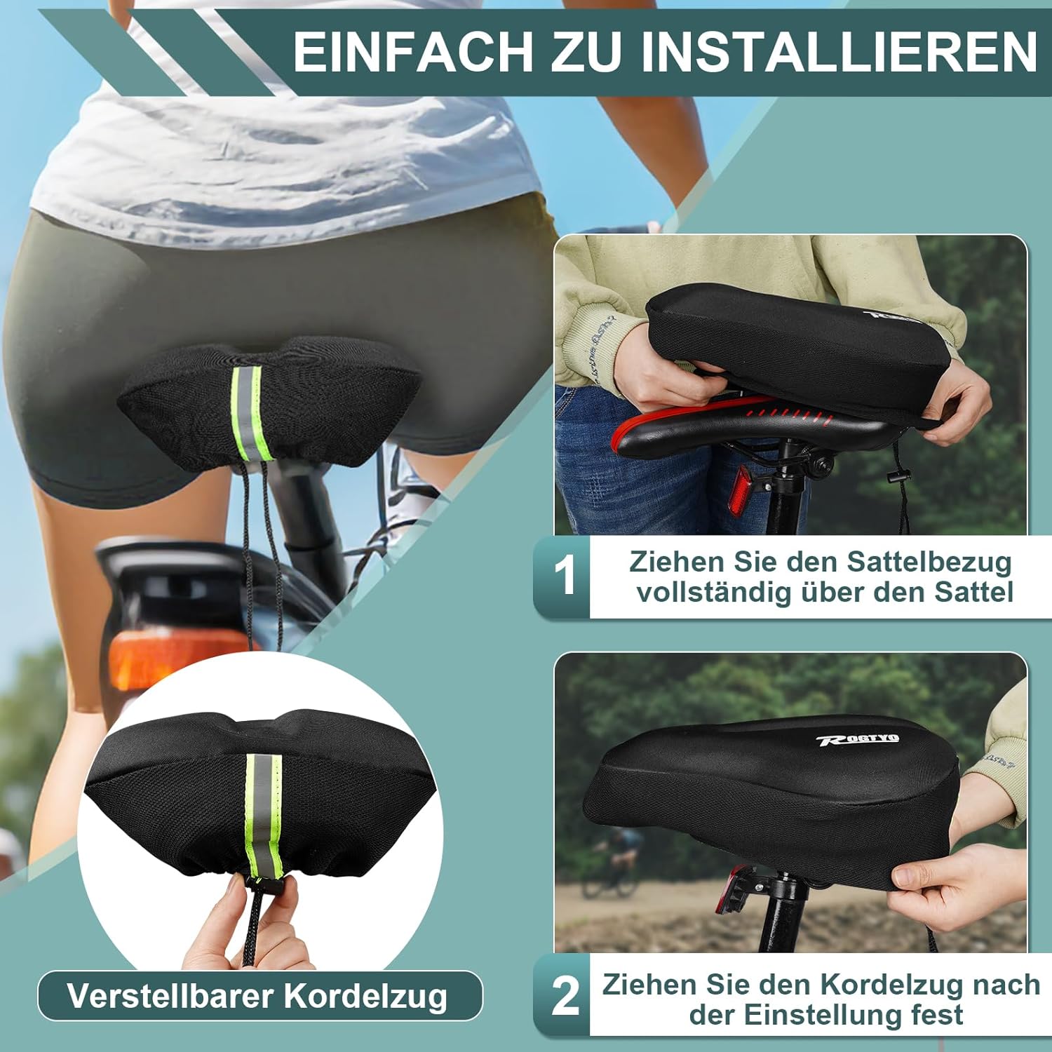 Thumbnail 4 de ROGTYO Saddle Cover Gel Cover: Memory Foam Comfort for Standard Bicycle Seats