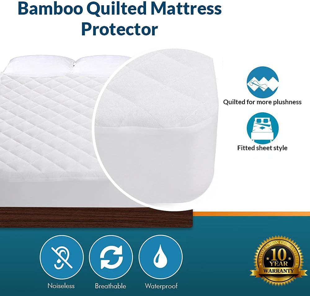 Thumbnail 3 de PlushDeluxe 4728 Crib Mattress Protector, Waterproof Bamboo Viscose, Quilted Cotton