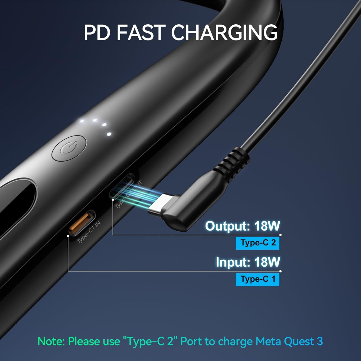 Detalle de NEWDERY Battery Pack Oculus Quest 3 10000mAh