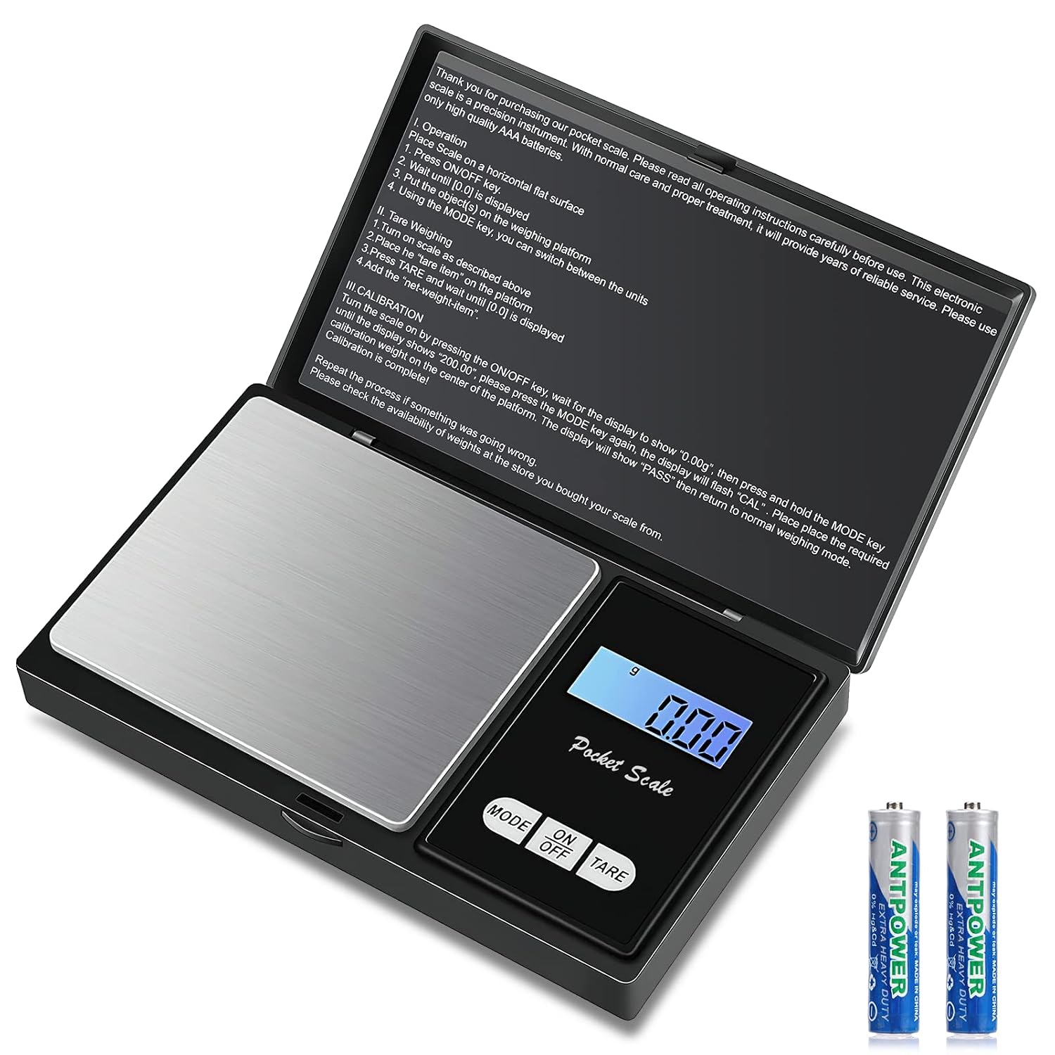 Detalle de vvhippo E-010-ZBC – cyfrowa waga kieszonkowa 500 g, odczyt 0,01 g