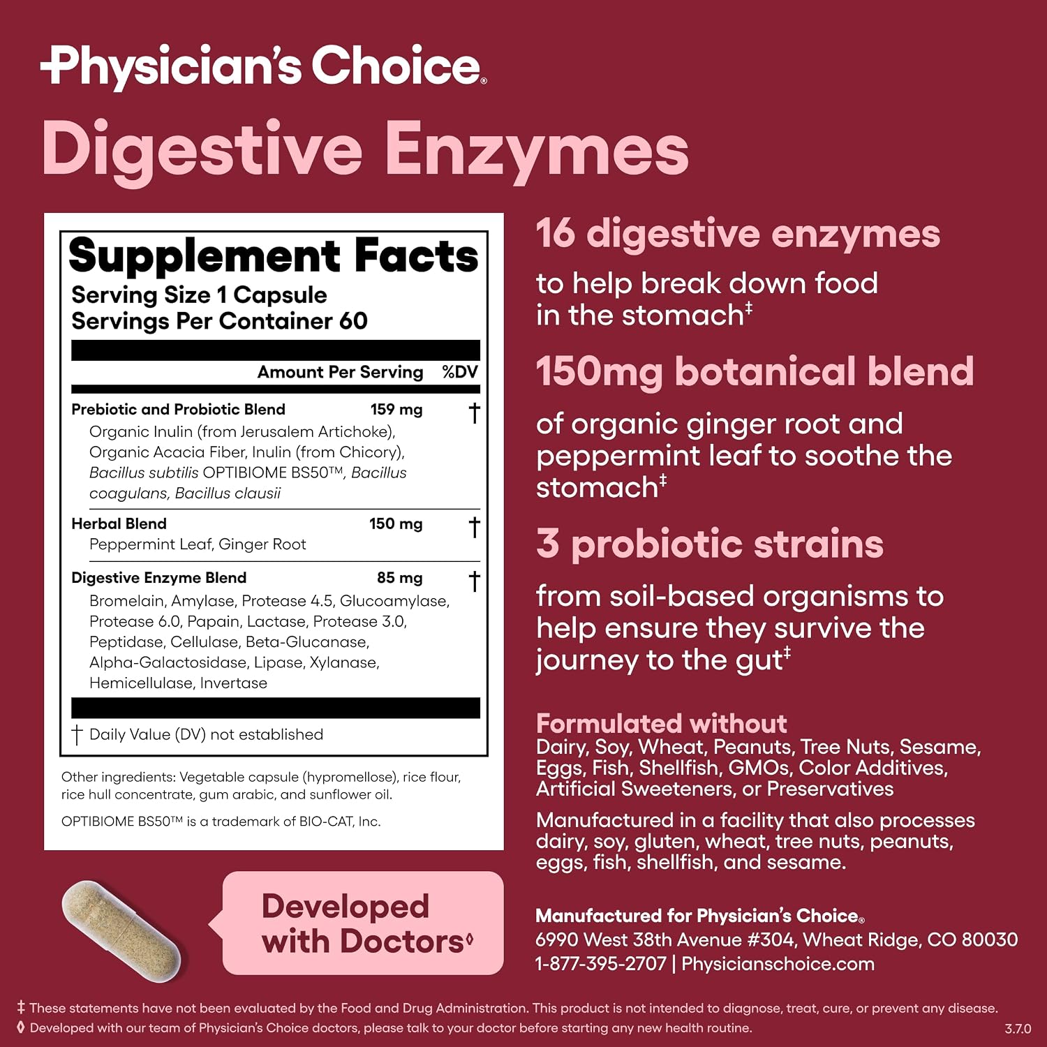 Thumbnail 6 de Physician's CHOICE Digestive Enzymes for Bloating & Digestion — 16 Enzymes, SBO Probiotics & Organic Prebiotics, 60 Count