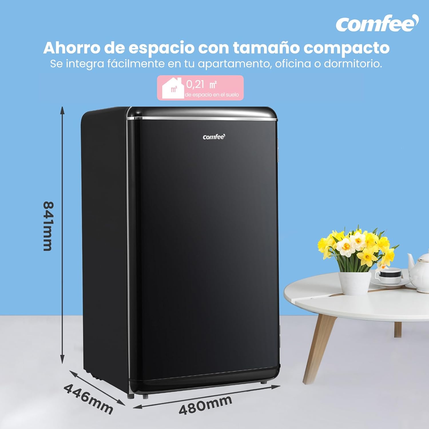 Detalle de Comfee RCD93BL2EURT 93L refrigerador retro