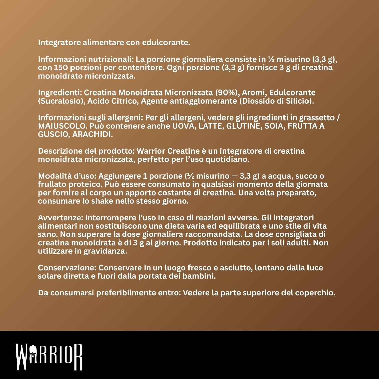 Detalle 2 de Warrior Creatina Monoidrata in Polvere 500 g – Creatina purissima micronizzata per massa e forza