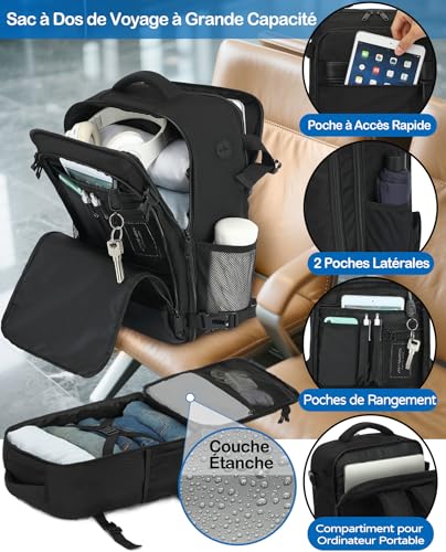 Thumbnail 3 de KLOSTAIN Sac à Dos Cabine Voyage 40x20x25 cm – 20 L, 14" ordinateur, Noir