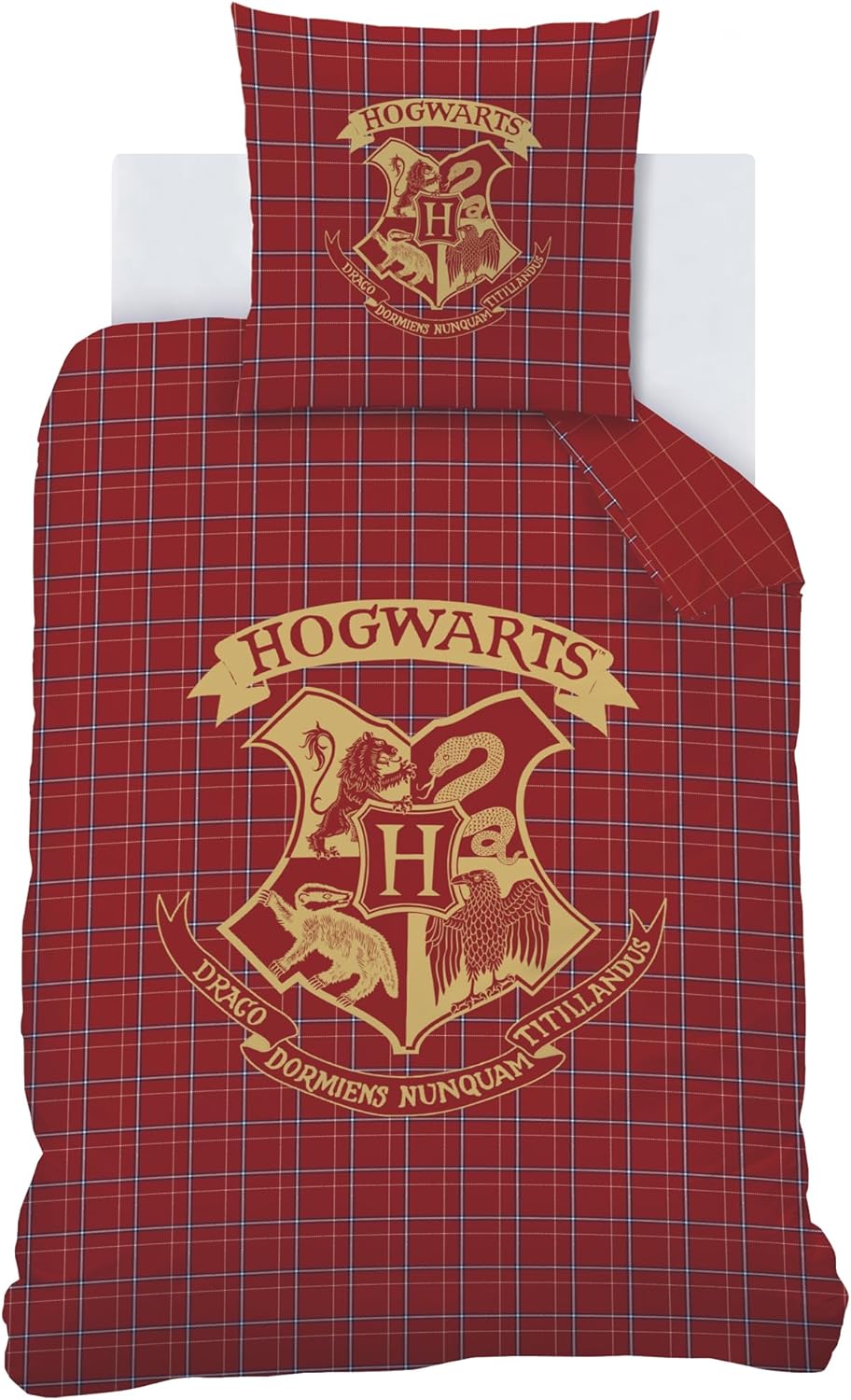 Thumbnail 1 de Parure de lit enfant 1 personne Harry Potter Tartan CTI – Housse de couette 140x200 + taie 63x63 en flanelle de coton