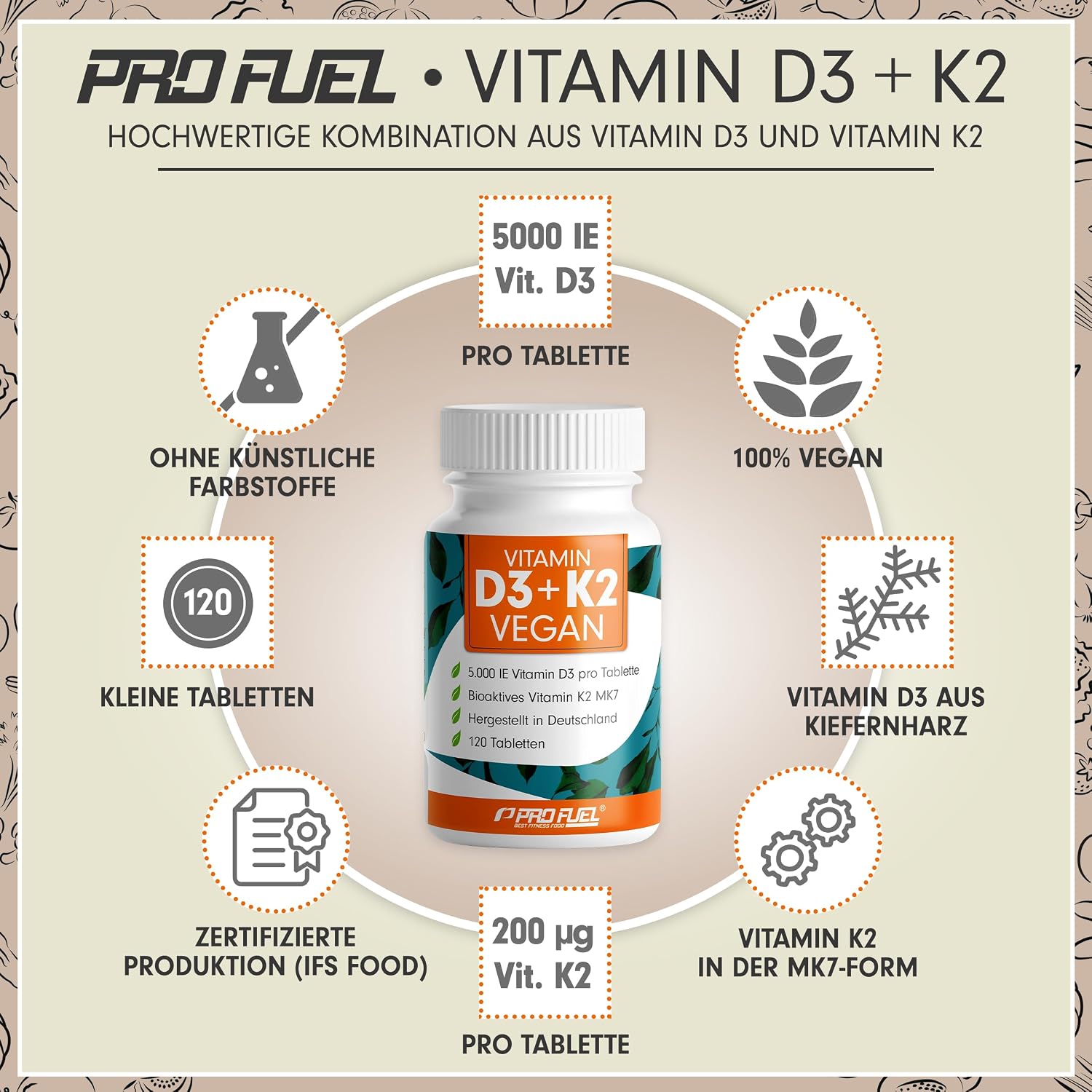 Thumbnail 1 de Vitamin D3 K2 VEGAN 120 Tabletten ⚡