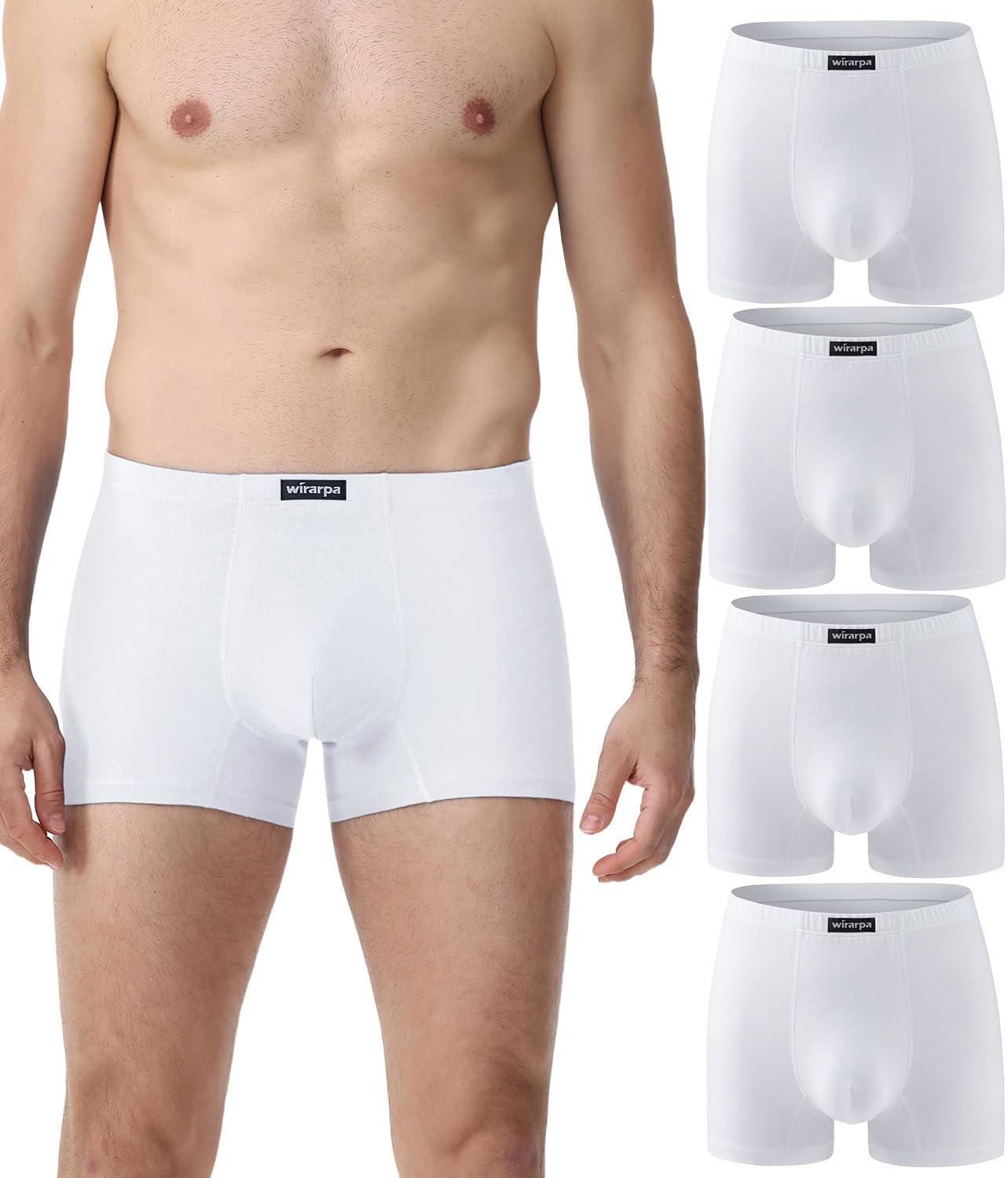 Imagen de wirarpa Mens Underwear Trunks: Soft Cotton Boxer Shorts, No Fly, 4 Pack en OfertitasTOP