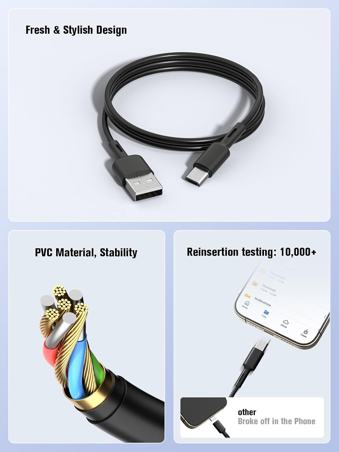 Thumbnail 4 de Bestwist 0.95M Micro USB Cables (4 Pack): Fast Charging and 480Mbps Data Transfer for Low-Power Devices