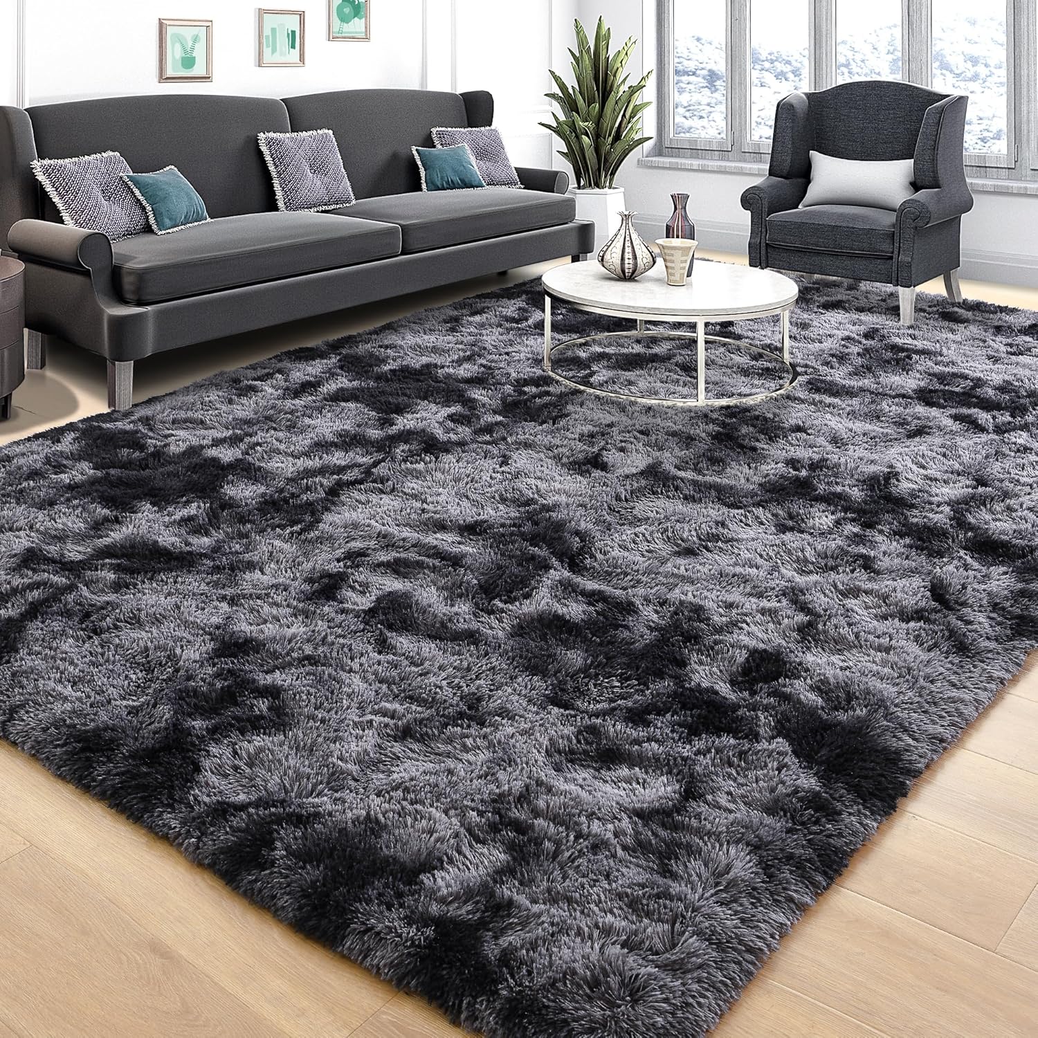Detalle 2 de Tepook 9 x 12 ft plush area rug — gray