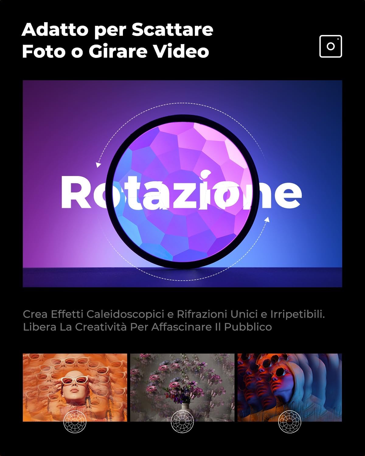 Detalle de K&F CONCEPT Nano-Basic Filtro per Obiettivo a Prisma Caleidoscopico 72mm