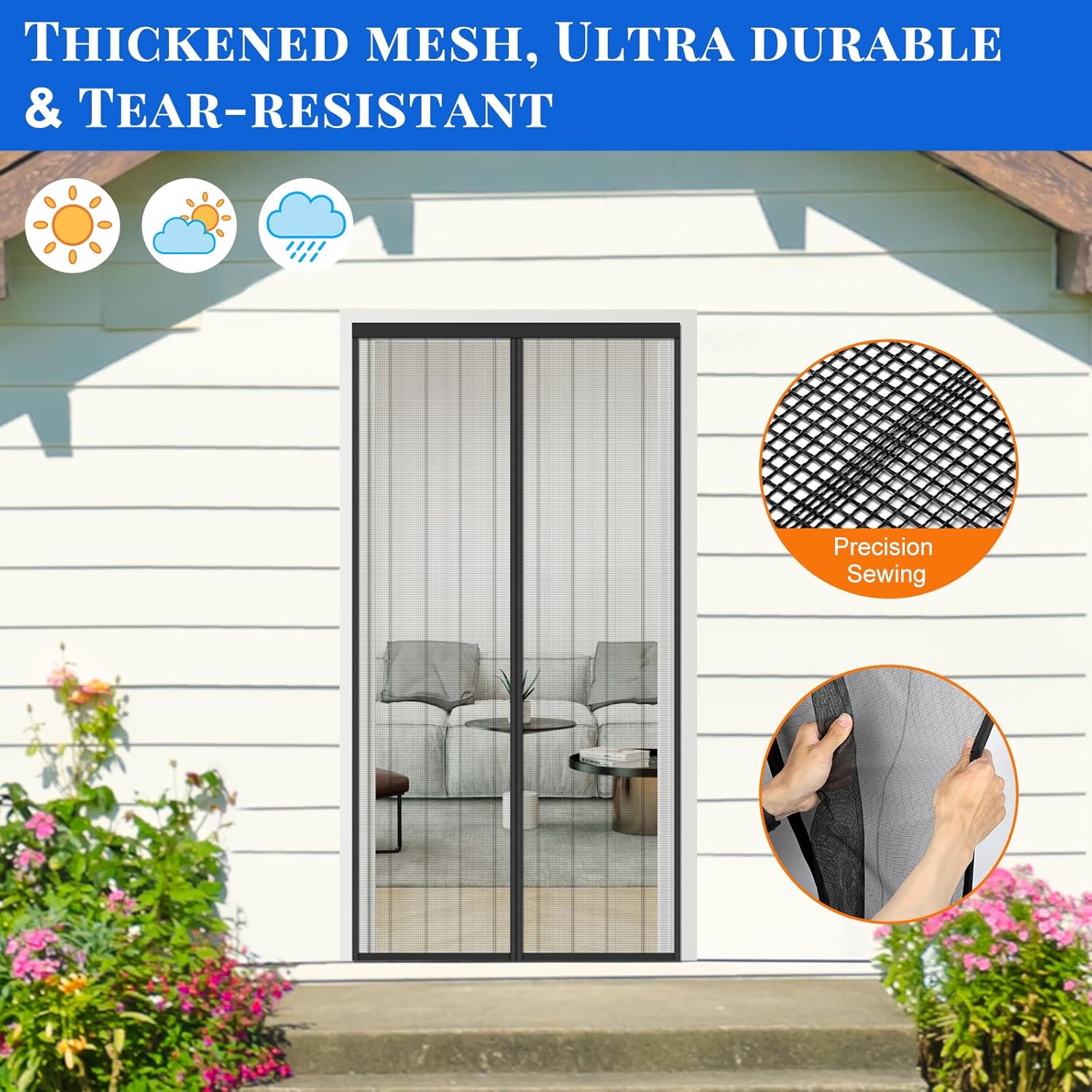 Thumbnail 3 de MYCARBON Zanzariera Magnetica per Porta Finestra Doppia 150x260 Nero – Adesione Potente e Installazione senza foratura