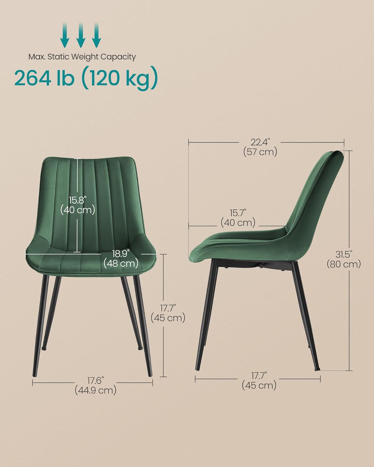 Thumbnail 2 de Songmics LDC090CZ01 dining chairs set of 2