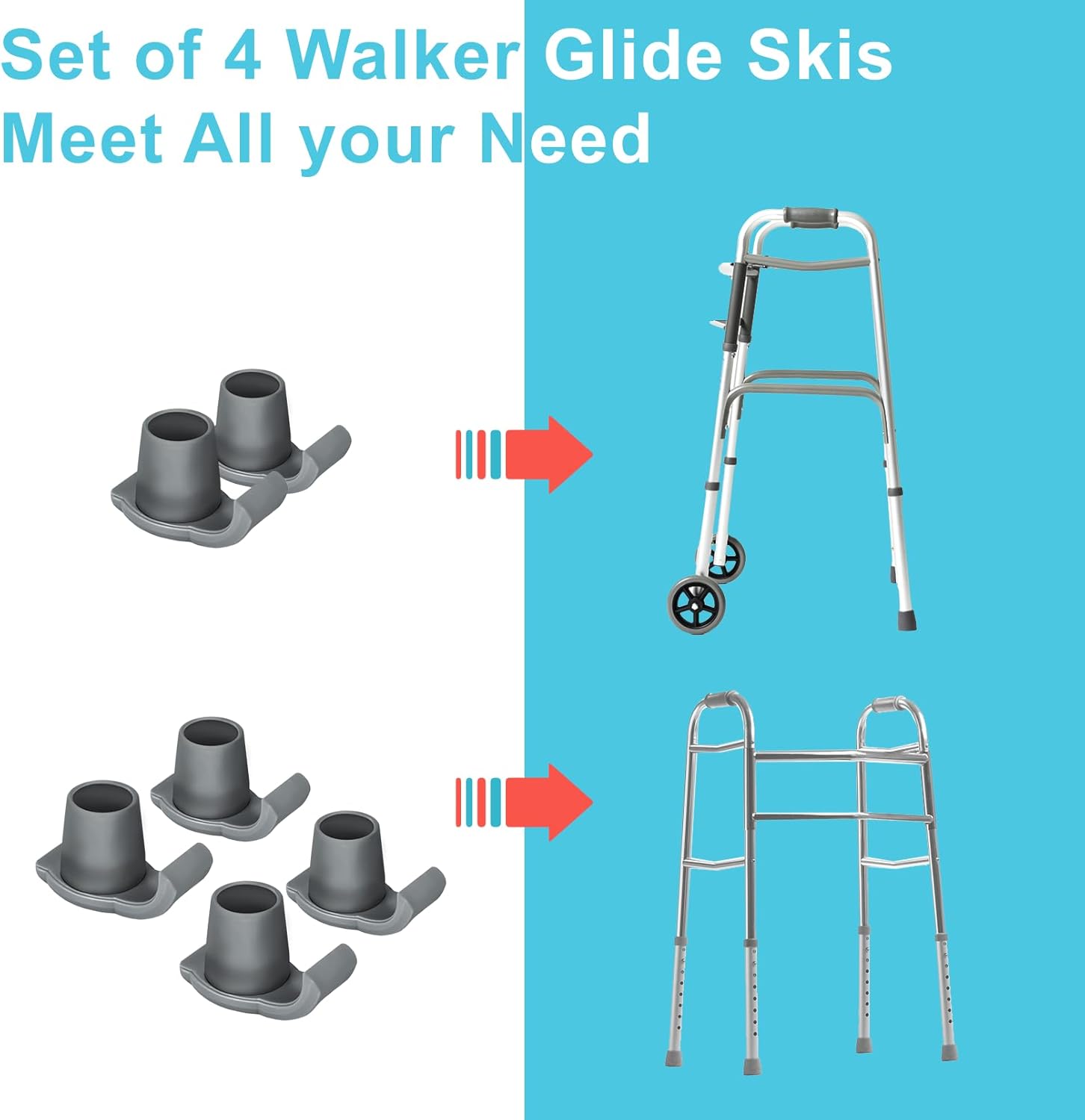 Detalle de Dotday 4 Pack Walker Skis Glides for Folding Walkers