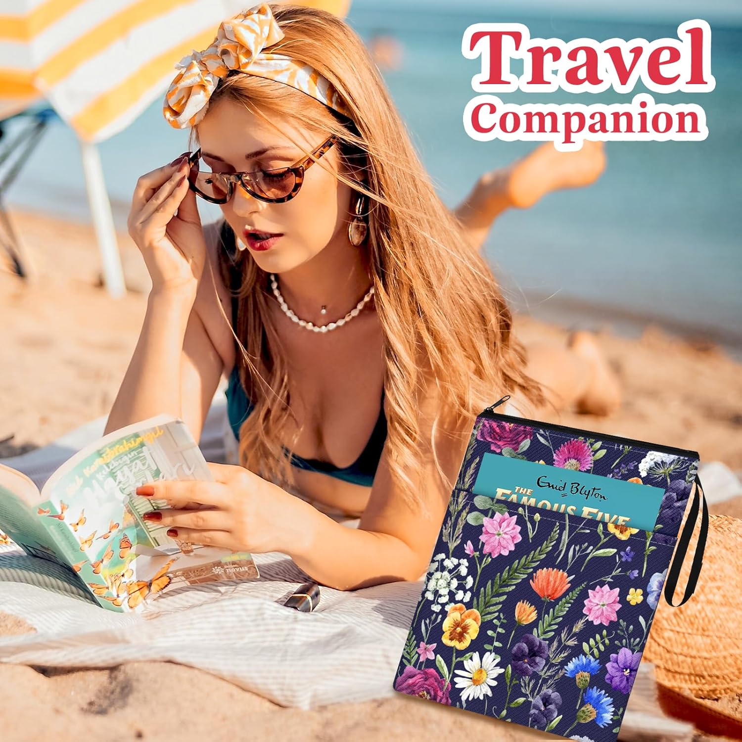 Thumbnail 5 de OffiEase Book Sleeve Pouch Cover Protector for Paperback (Blue Black) with Zipper