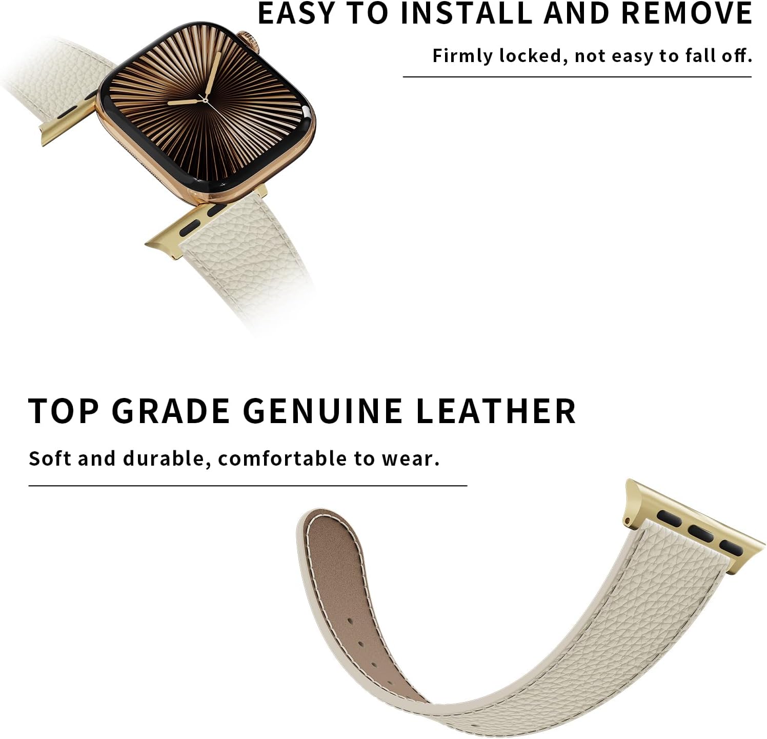 Thumbnail 3 de Leather Watch Band with Magnetic Buckle for Apple Watch Ultra and Series