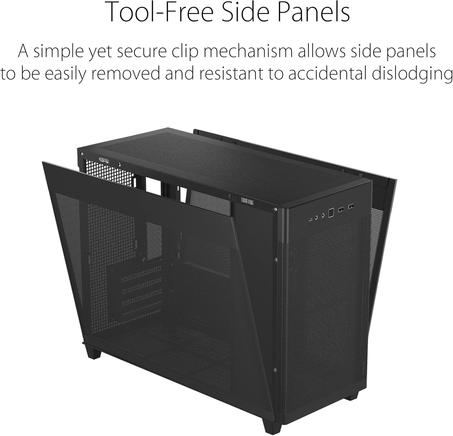 Detalle de Boîtier ASUS Prime AP201 – MicroATX avec radiateur jusqu’à 360 mm et panneau frontal USB-C