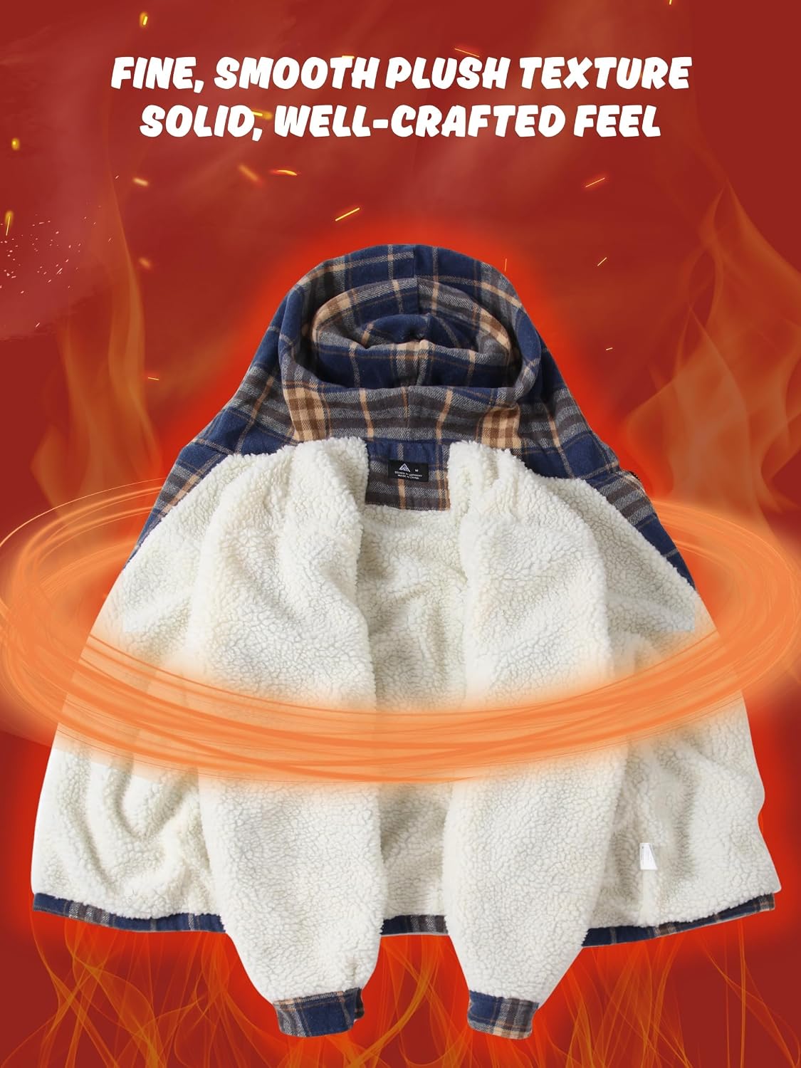 Detalle de Ceoutdoor Men's Flannel Jacket, Sherpa-Lined