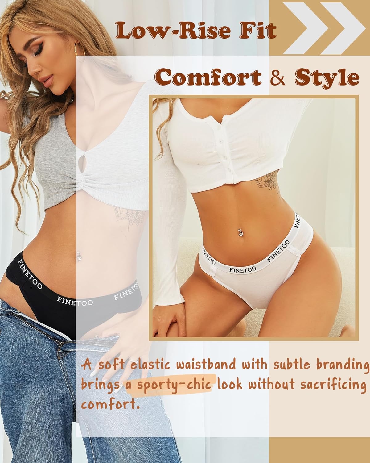 Detalle de FINETOO Bragas 6 Pack Algodón S-XL