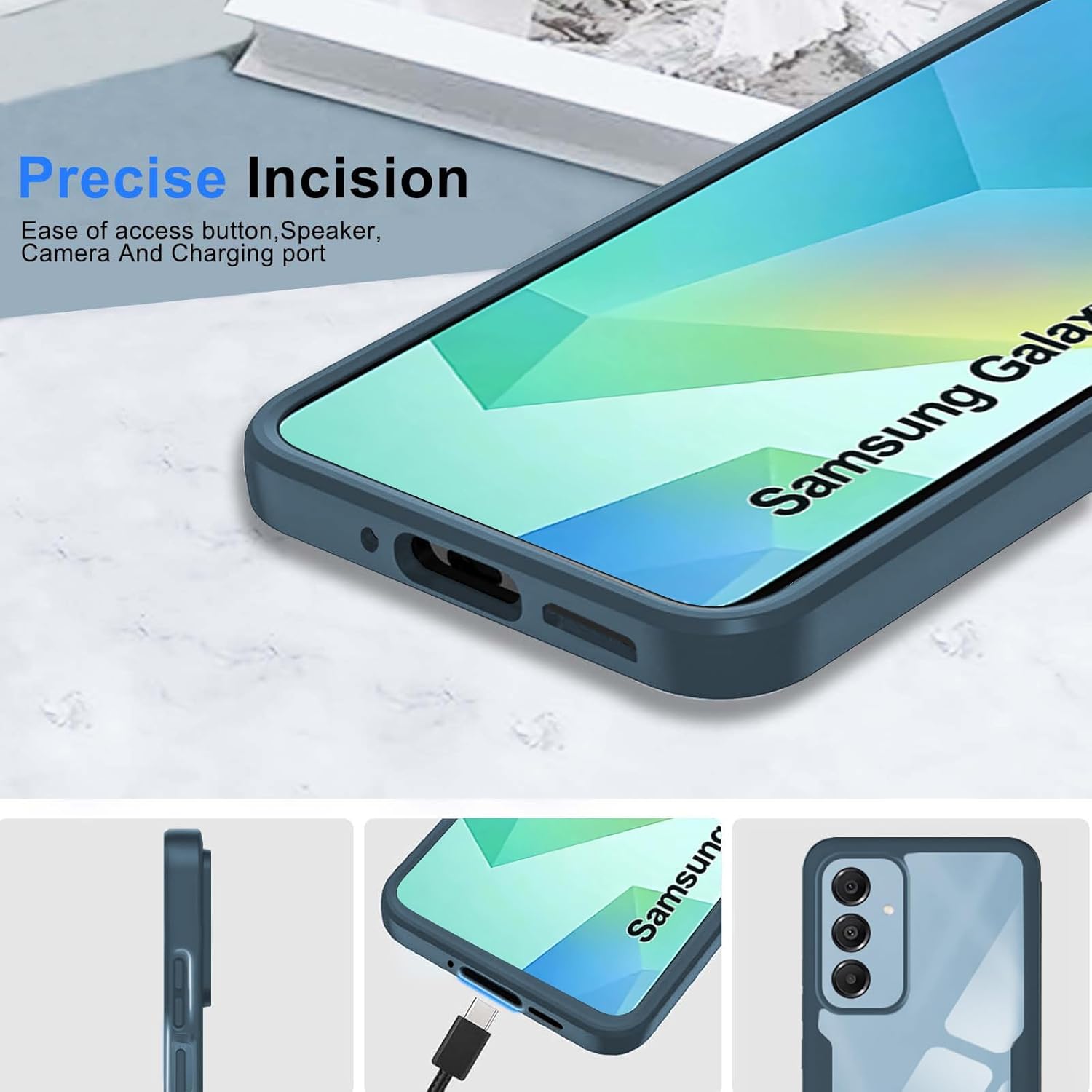 Detalle 2 de WeiCase Hülle für Samsung A17 / A16 4G/5G – Transparente 360° Schutzhülle mit Displayschutz, ultradünn (Grün)