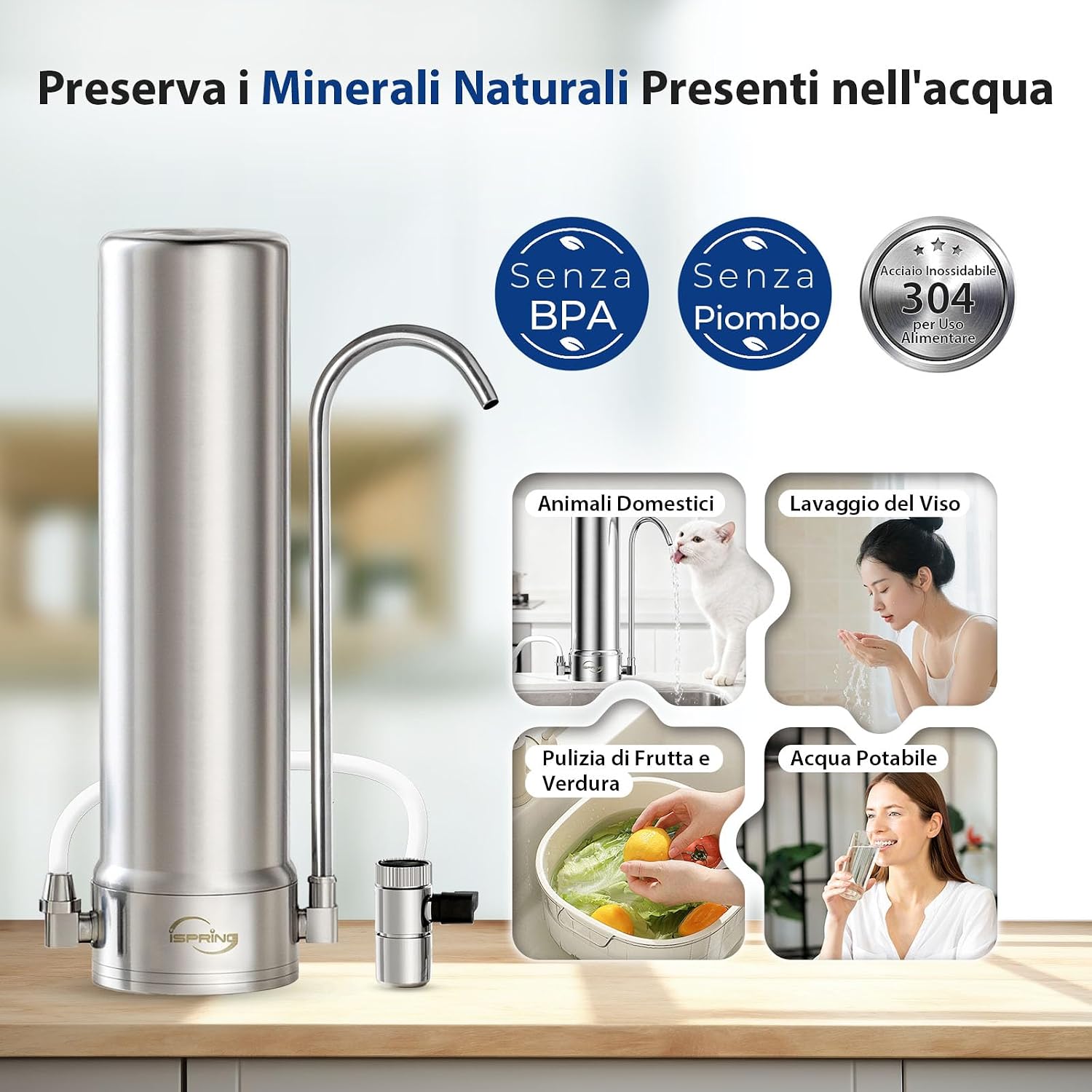 Detalle 2 de iSpring CKC1S: Sistema di Filtrazione Acqua Ultrafiltrazione 0,01 μm in Acciaio per Rubinetto