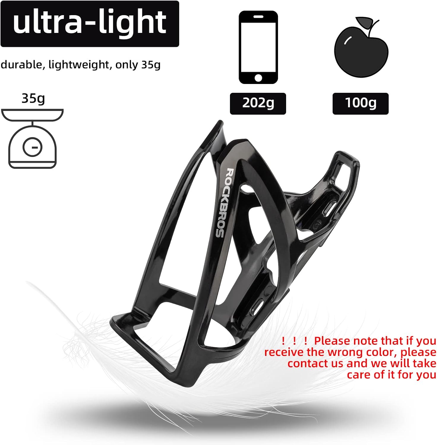 Thumbnail 3 de ROCKBROS Ultra-Light Bike Water Bottle Holder (2 Pack) – Universal Mount with Screws Tool