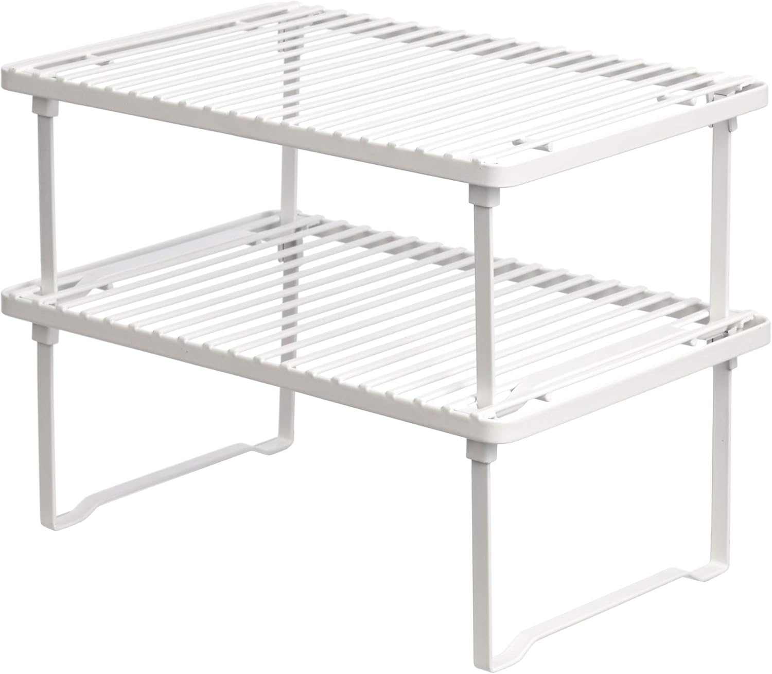 Detalle de Amazon Basics Stackable Kitchen Storage Shelves (Pack of 2) – White, 20.3 x 31.6 x 11.4 cm