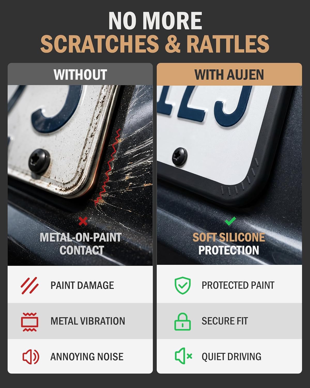 Detalle de Aujen Silicone License Plate Frames 2-Pack 🛞