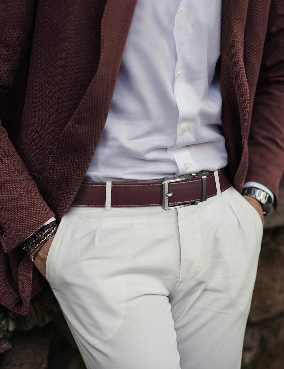 Detalle 1 de JUKMO leather ratchet belt 38 mm for men