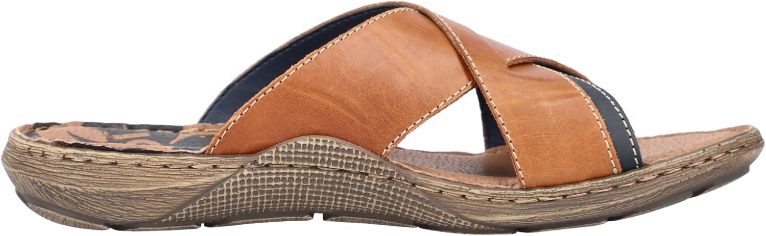 Detalle de Rieker 22099 Herren Pantoletten – Leder Pantoletten mit Stitchdown-Verarbeitung