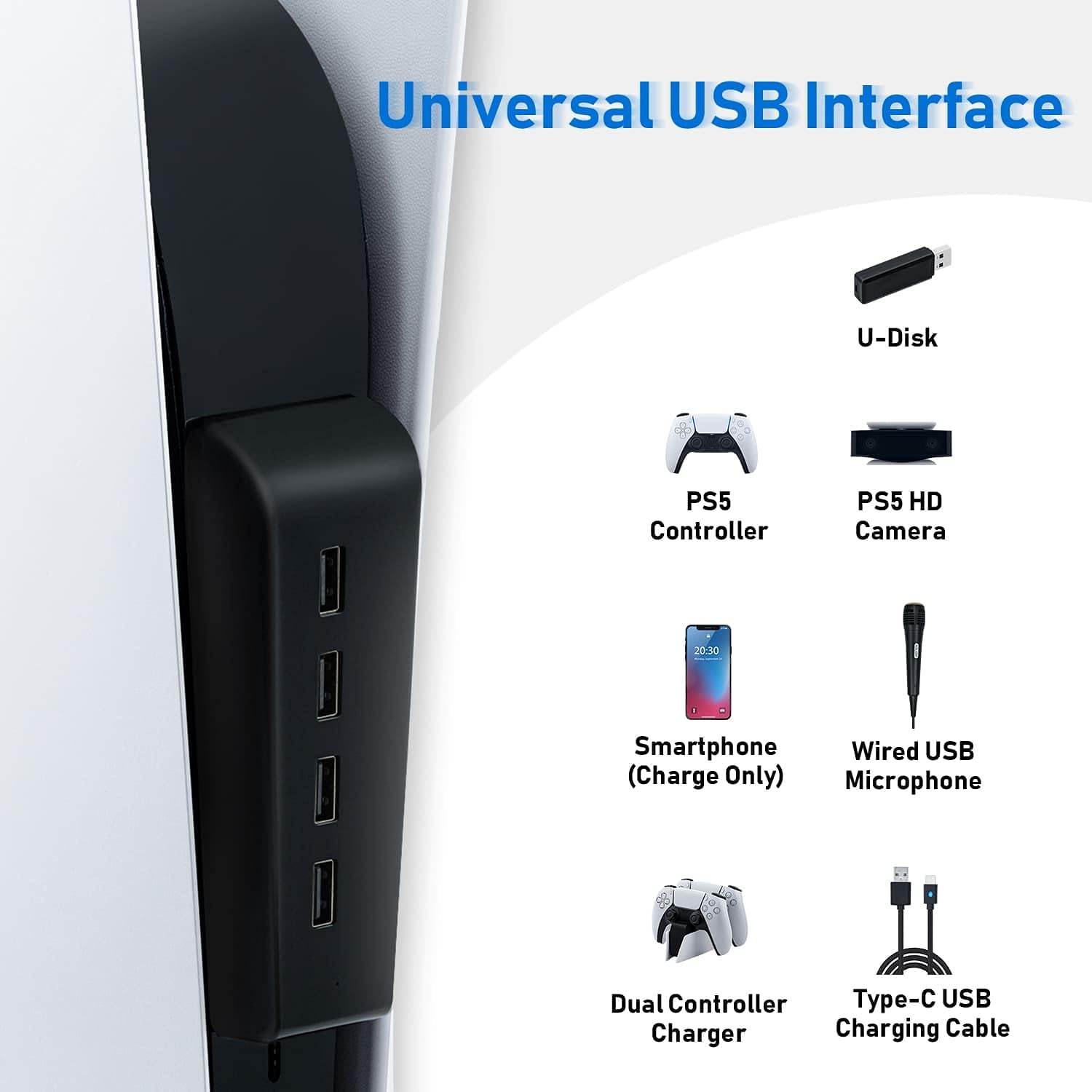 Thumbnail 3 de 4 Port PS5 USB Hub mit 480 Mbit/s