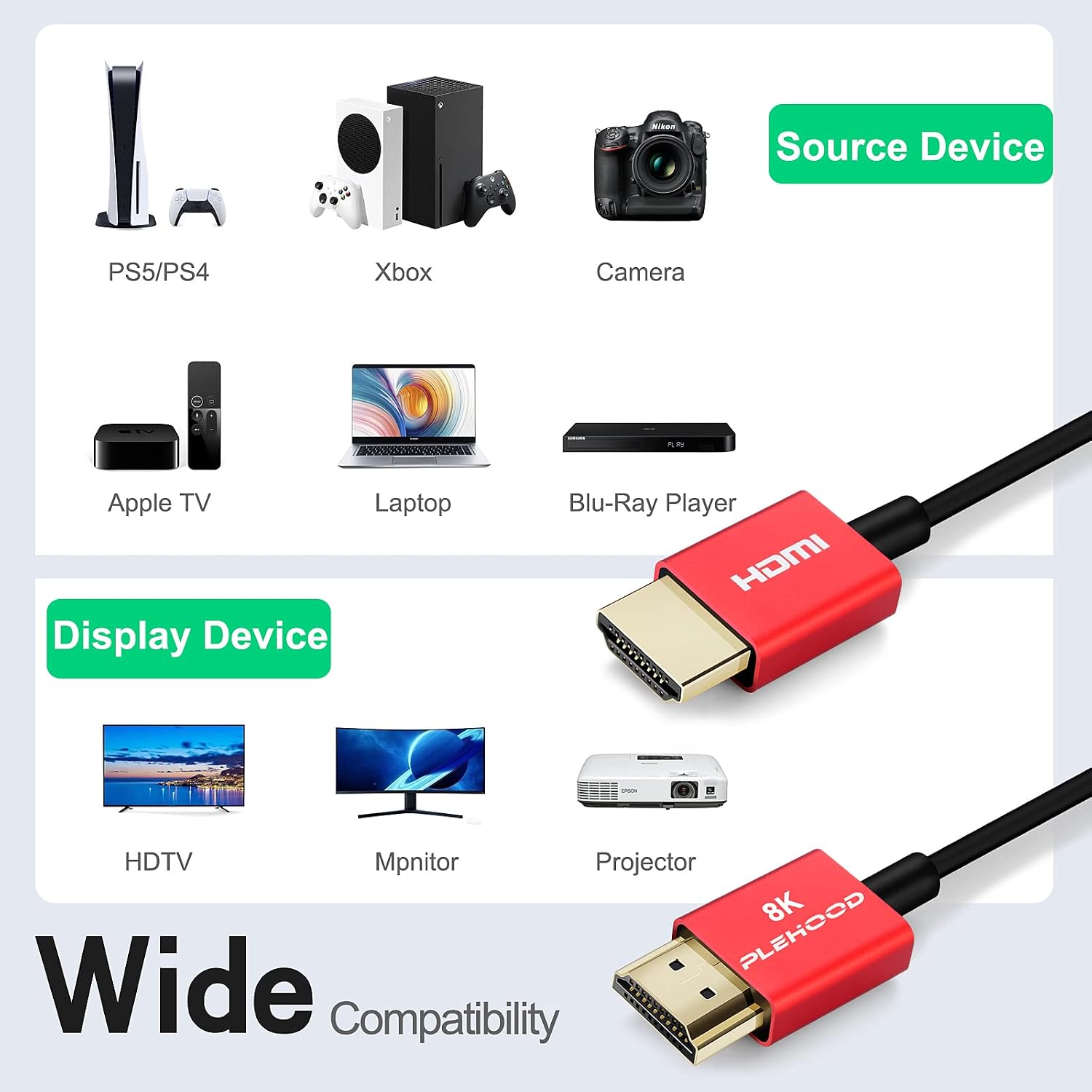 Detalle 2 de Plehood 8K HDMI 2.1 Cable 0.5m