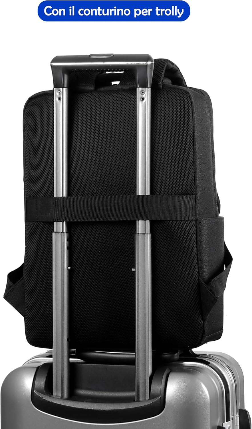 Detalle de Mixroom Zaino Porta PC con Scomparto Custodia per Laptop fino a 15.6" – Modello Z38, Grigio
