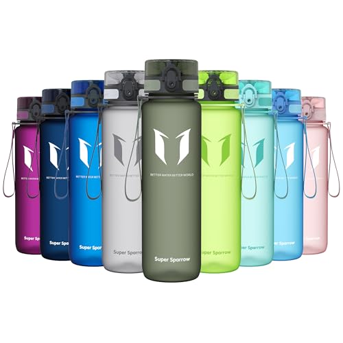 Detalle de Sparrow Trinkflasche 1L – BPA-frei, Tritan Copolyester, 1-Klick Deckel | Super Sparrow
