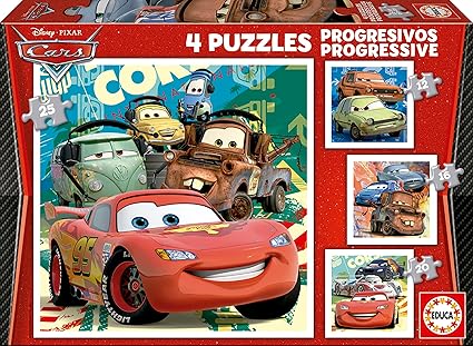 Detalle de Educa 🚗 Set de 4 Puzzles Cars 2 para niños 3-5 años