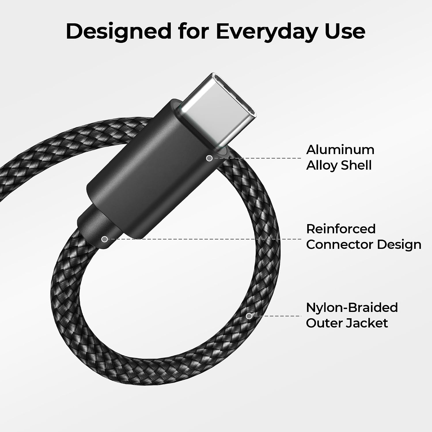 Detalle de Basesailor Type_C_Charger_Cable_6.6ft_2Pack USB-A to USB-C Cable, 2-Pack, Black
